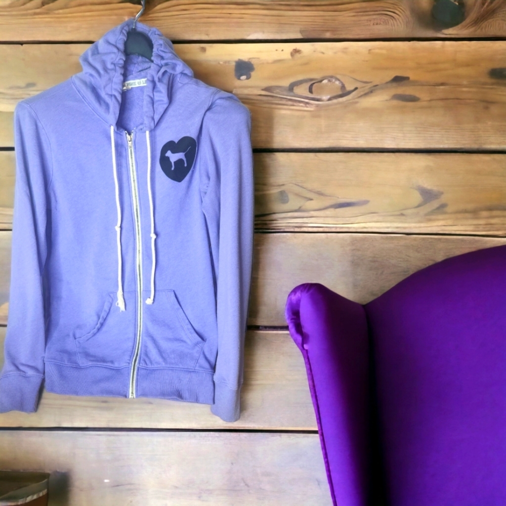 Womens Victoria's Secret Pink size medium lavender hoodie zip up.